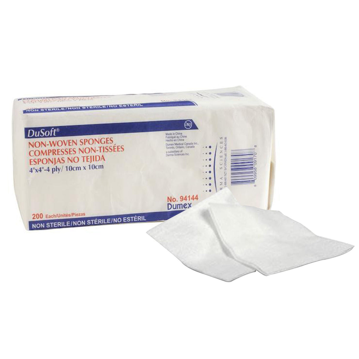 Dusoft® Nonwoven Sponge, 4 x 4 Inch, 4-Ply, CS/2000