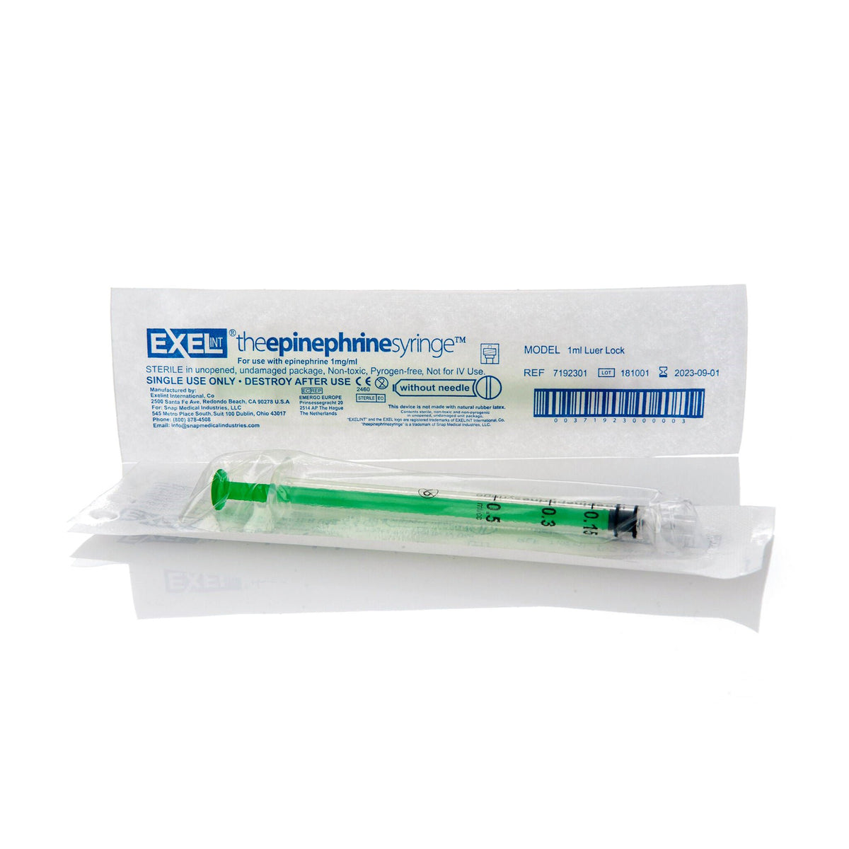 SnapMedical™ Epinephrine Syringe, 0.5 mL, BX/100