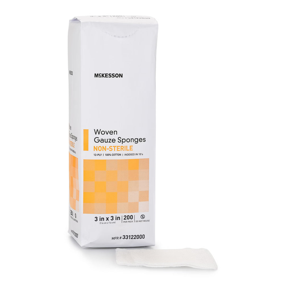McKesson Gauze Sponge, 3 x 3 Inch, 12-Ply, BX/200