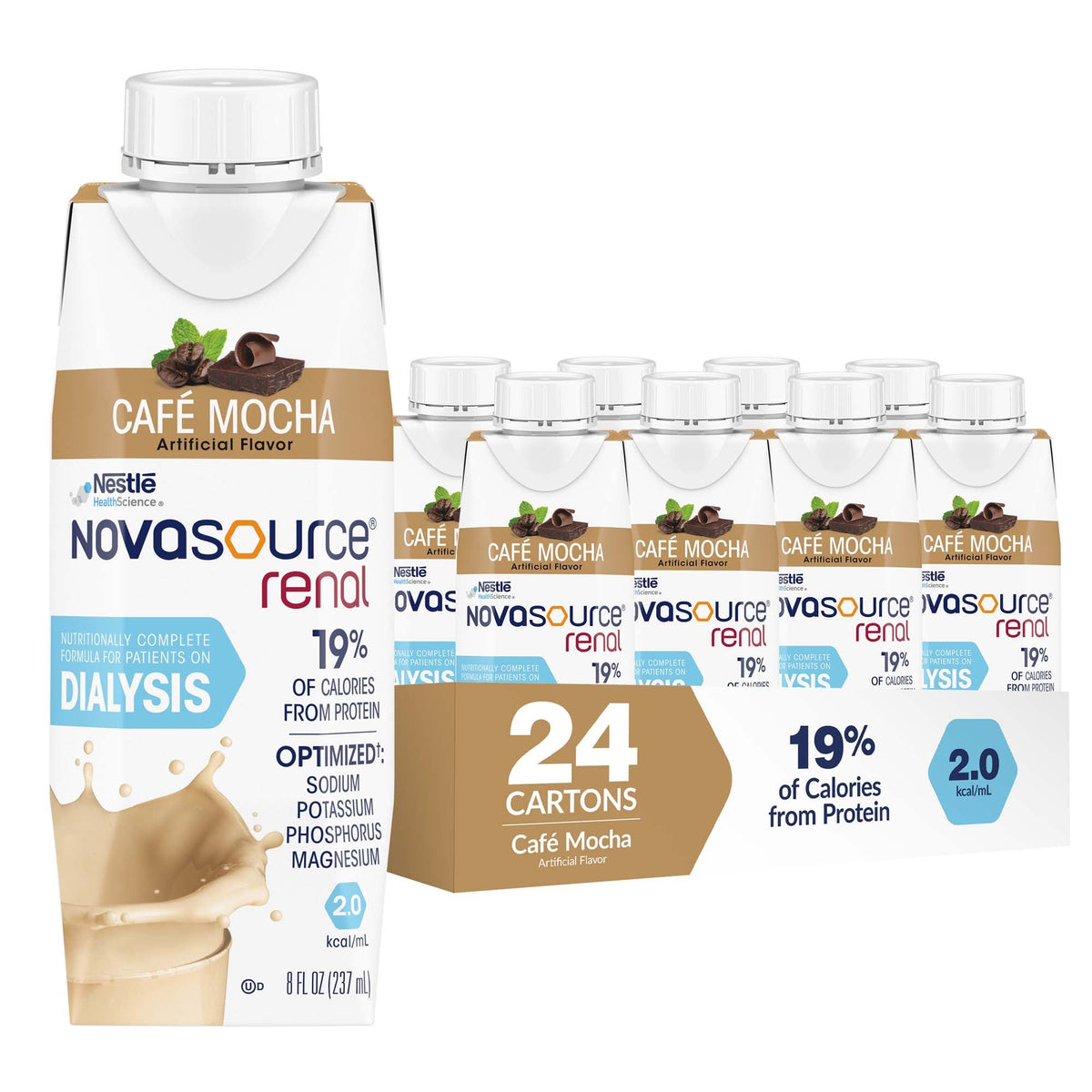 Novasource® Renal Café Mocha Formula for Patients on Dialysis, 8-ounce Carton, EA/1