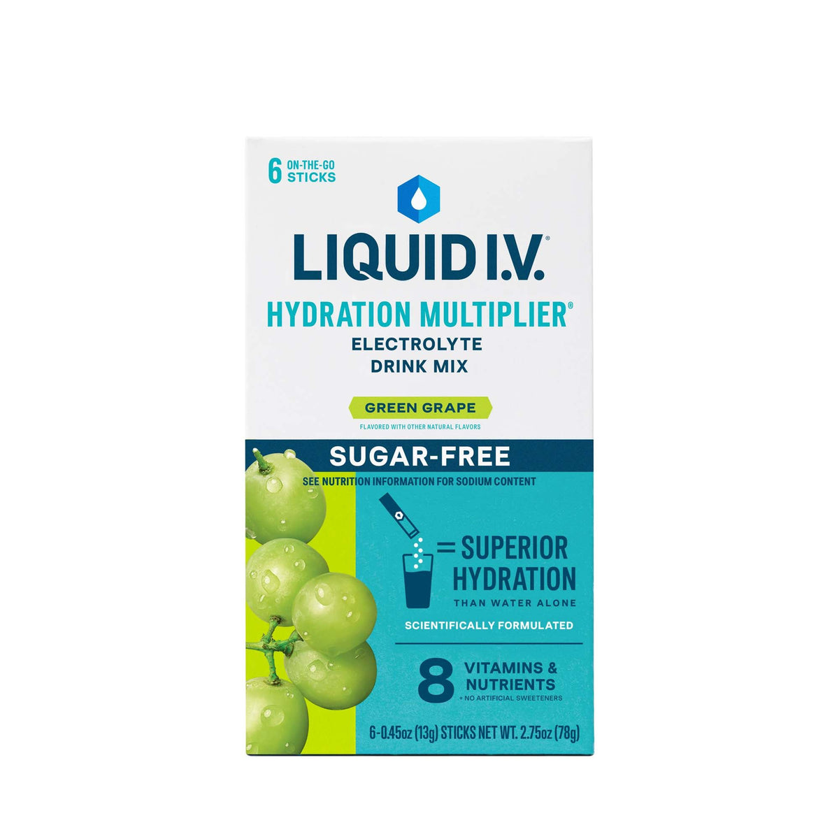 LIQUID IV, PDR HYDRATION SUG/FREE GRN GRAPE (6/BX 12BX/CS)