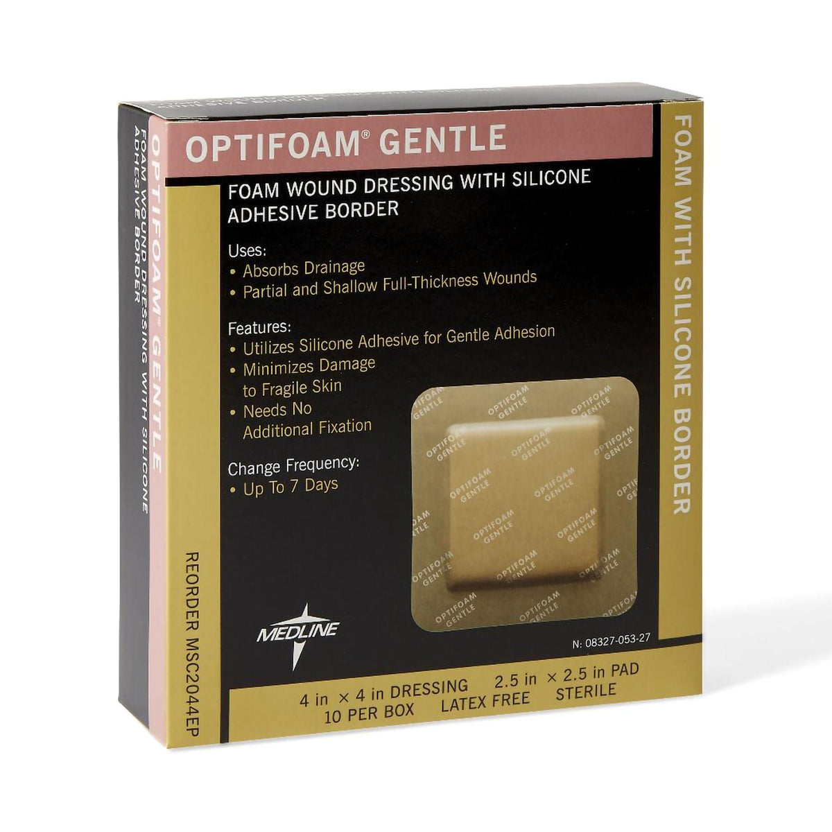 Optifoam® Gentle Adhesive with Border Silicone Foam Dressing, 4 x 4 Inch, BX/10