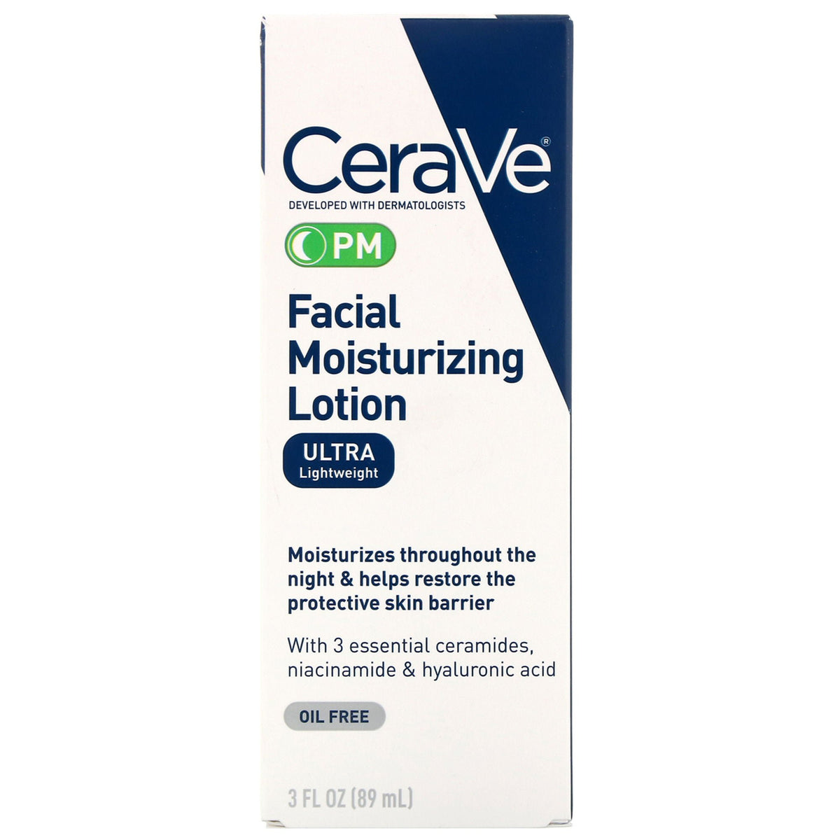 CeraVe® Facial Moisturizing Lotion PM, Ultra Lightweight, 3-ounce Pump Bottle