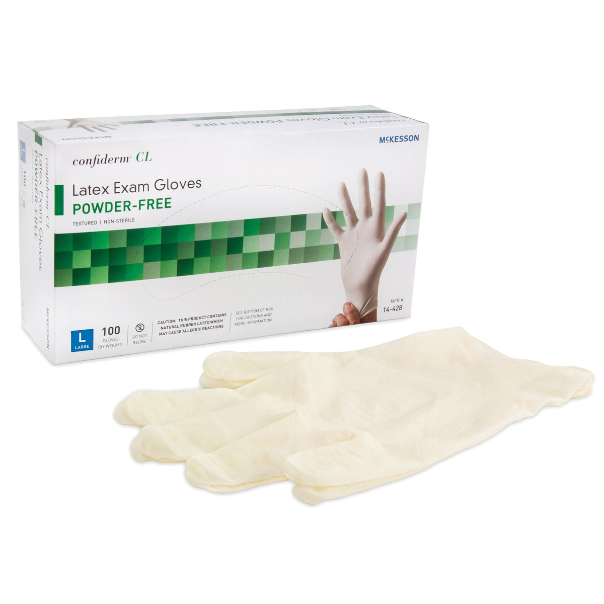 McKesson Confiderm® CL Latex Exam Glove, Large, Ivory, BX/100