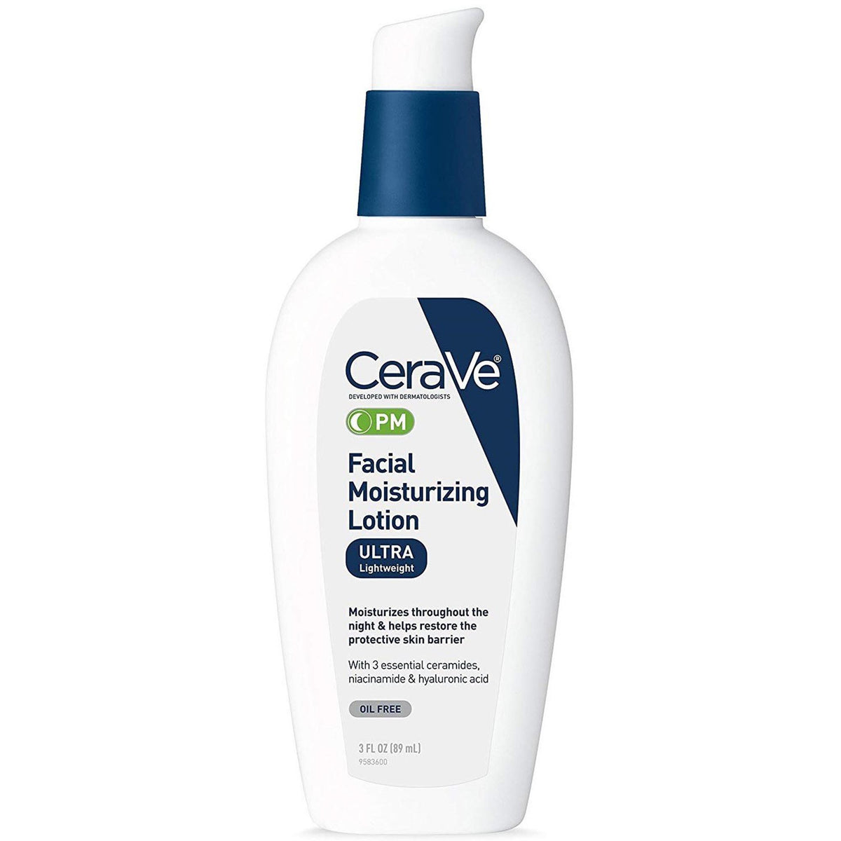 CeraVe® Facial Moisturizing Lotion PM, Ultra Lightweight, 3-ounce Pump Bottle
