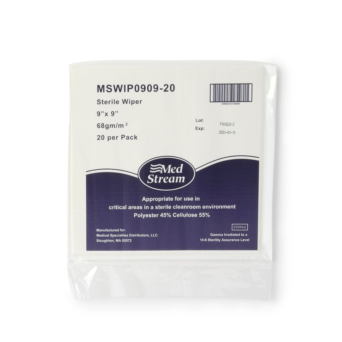 McKesson Cleanroom Wipe ISO Class 5, White, Sterile, Disposable, 9 x 9 Inch, CS/180