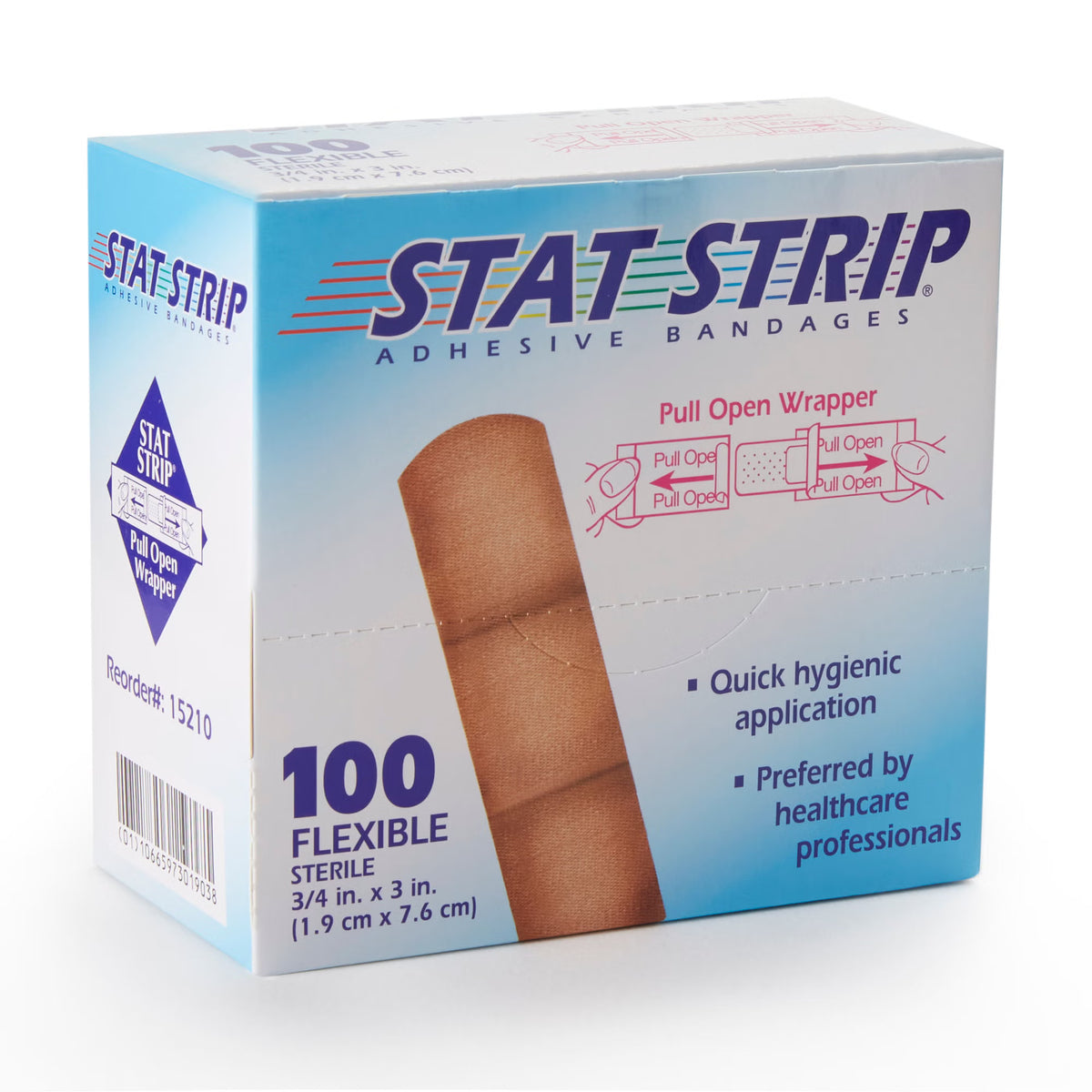 American® White Cross Stat Strip® Adhesive Strip, 3/4 x 3 Inch, BX/100