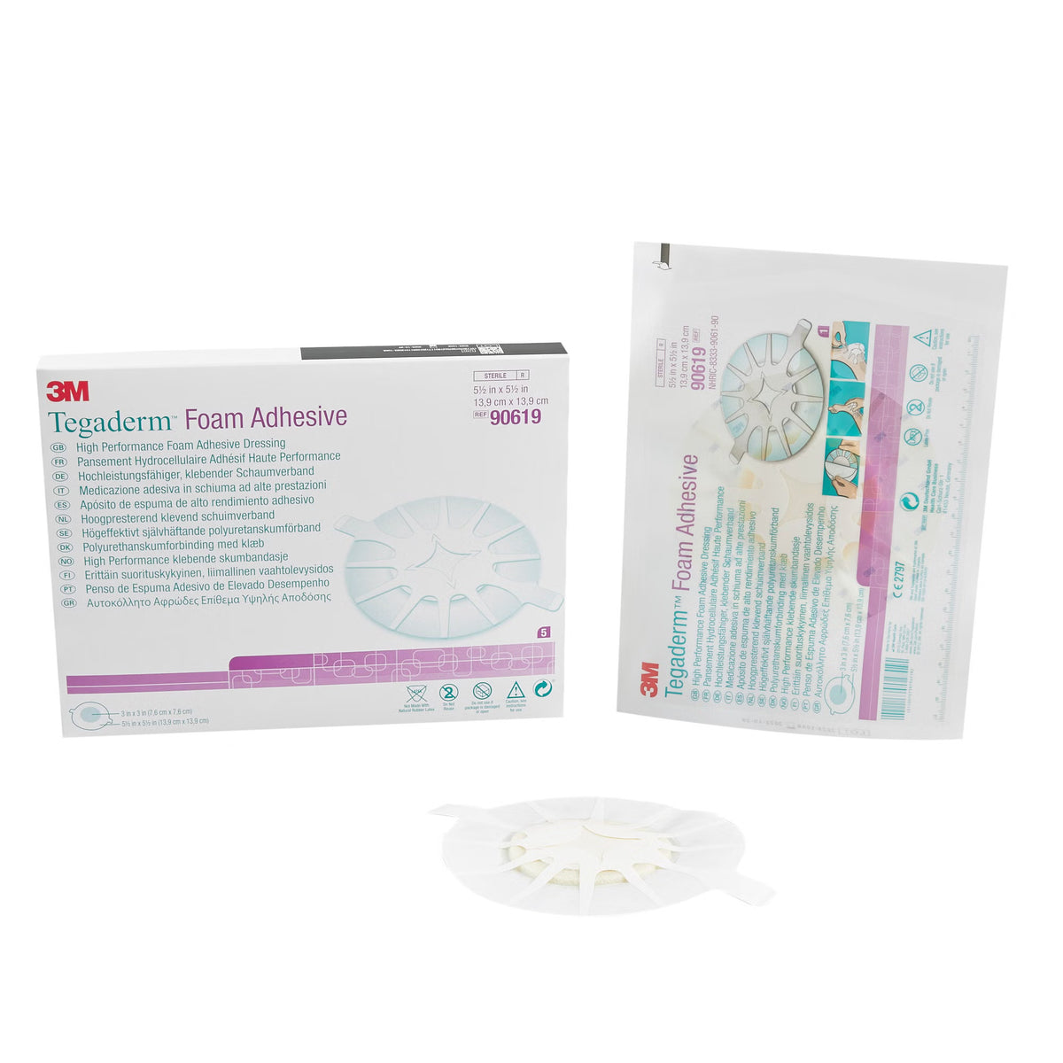 3M™ Tegaderm™ High Performance Adhesive w/ Border Foam Dressing, 13.9 x 13.9 cm, EA/1