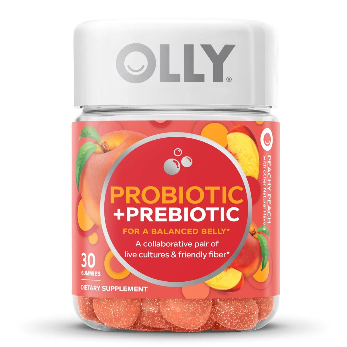 Olly's® Probiotic + Prebiotic for a Balanced Belly, Peach-Flavor Gummies, BT/1