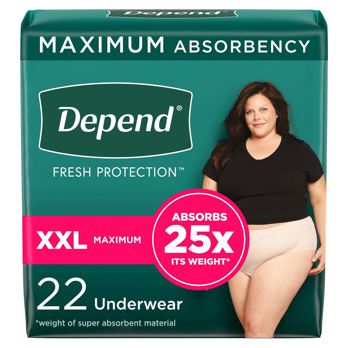 Depend® Fresh Protection™ Women's Maximum Absorbency Underwear, 2X-Large, CS/44