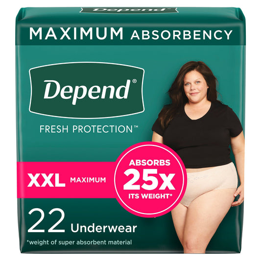 Depend® Fresh Protection™ Women's Maximum Absorbency Underwear, 2X-Large, CS/44
