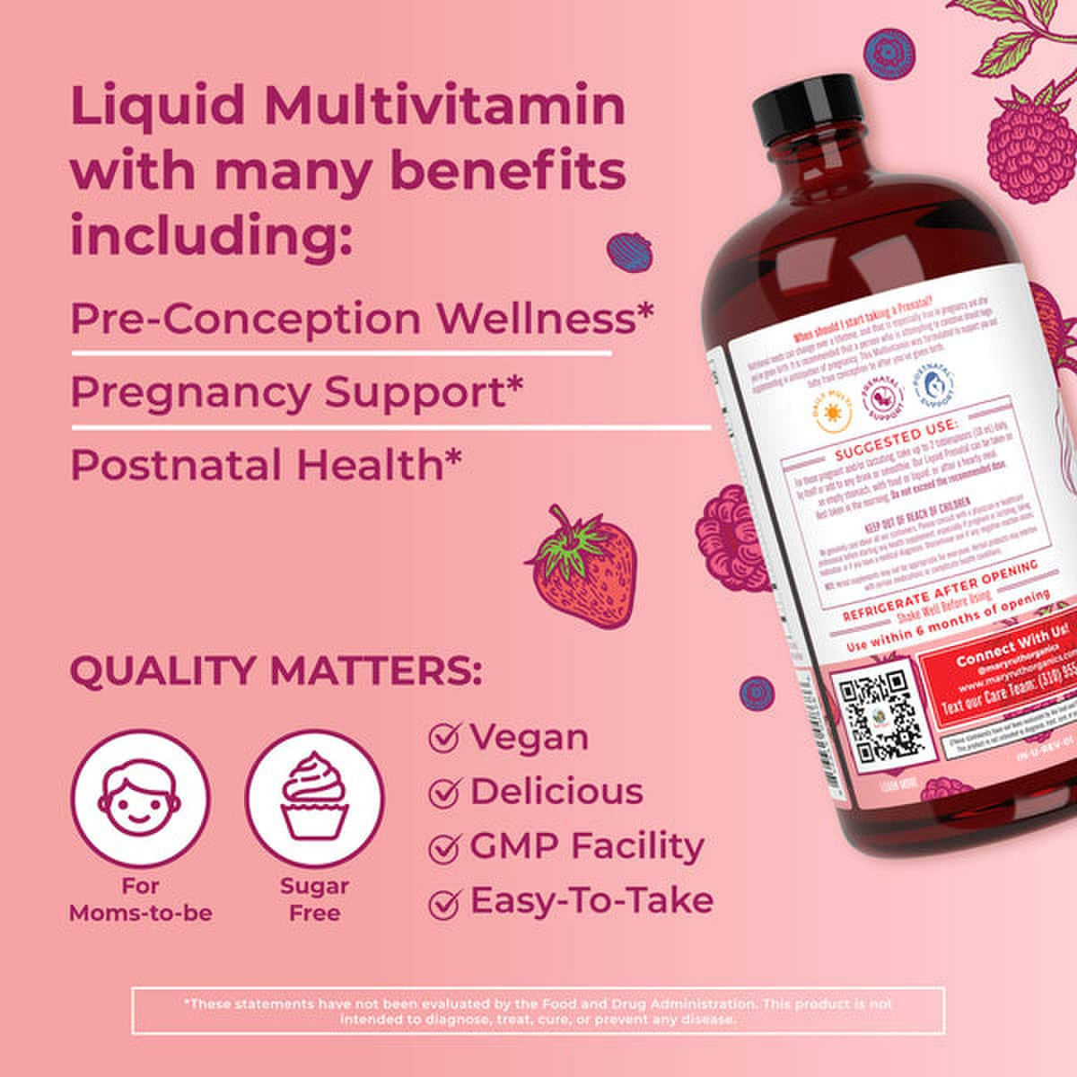 Mary Ruth's® Prenatal & Postnatal Liquid Multivitamin Liquid, Berry Flavor