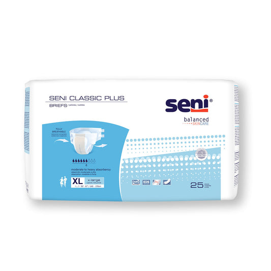 Seni® Classic Plus Moderate to Heavy Absorbency Incontinence Brief, Extra Large, CS/100