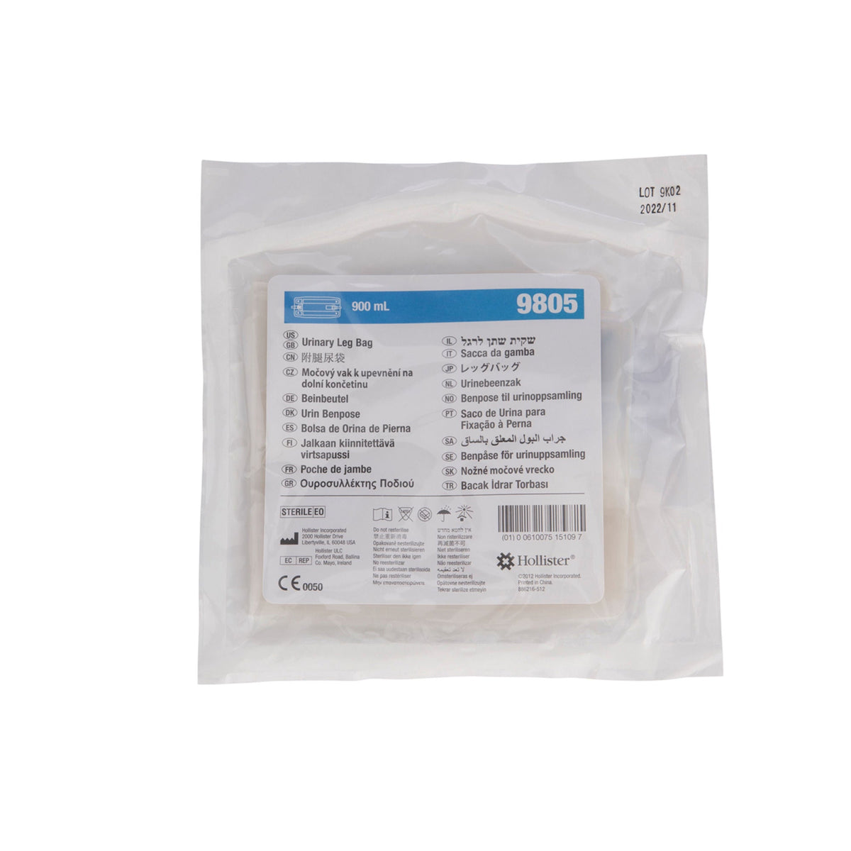 Hollister Urinary Leg Bag, 900 mL Capacity, EA/1