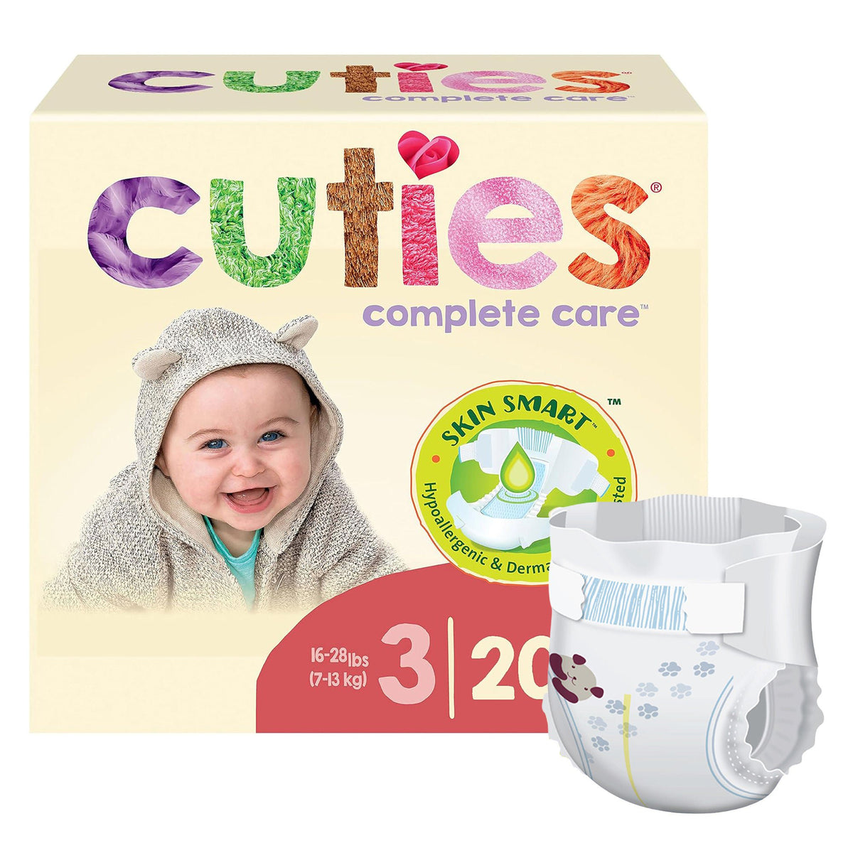 Cuties® Complete Care Diapers, Size 3, PK/25