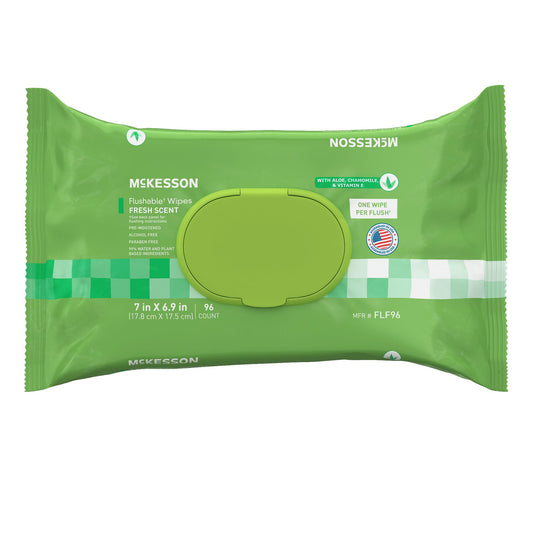 McKesson Flushable* Wet Wipes - Scented, 96 Wet Wipes per Pack, CS/576