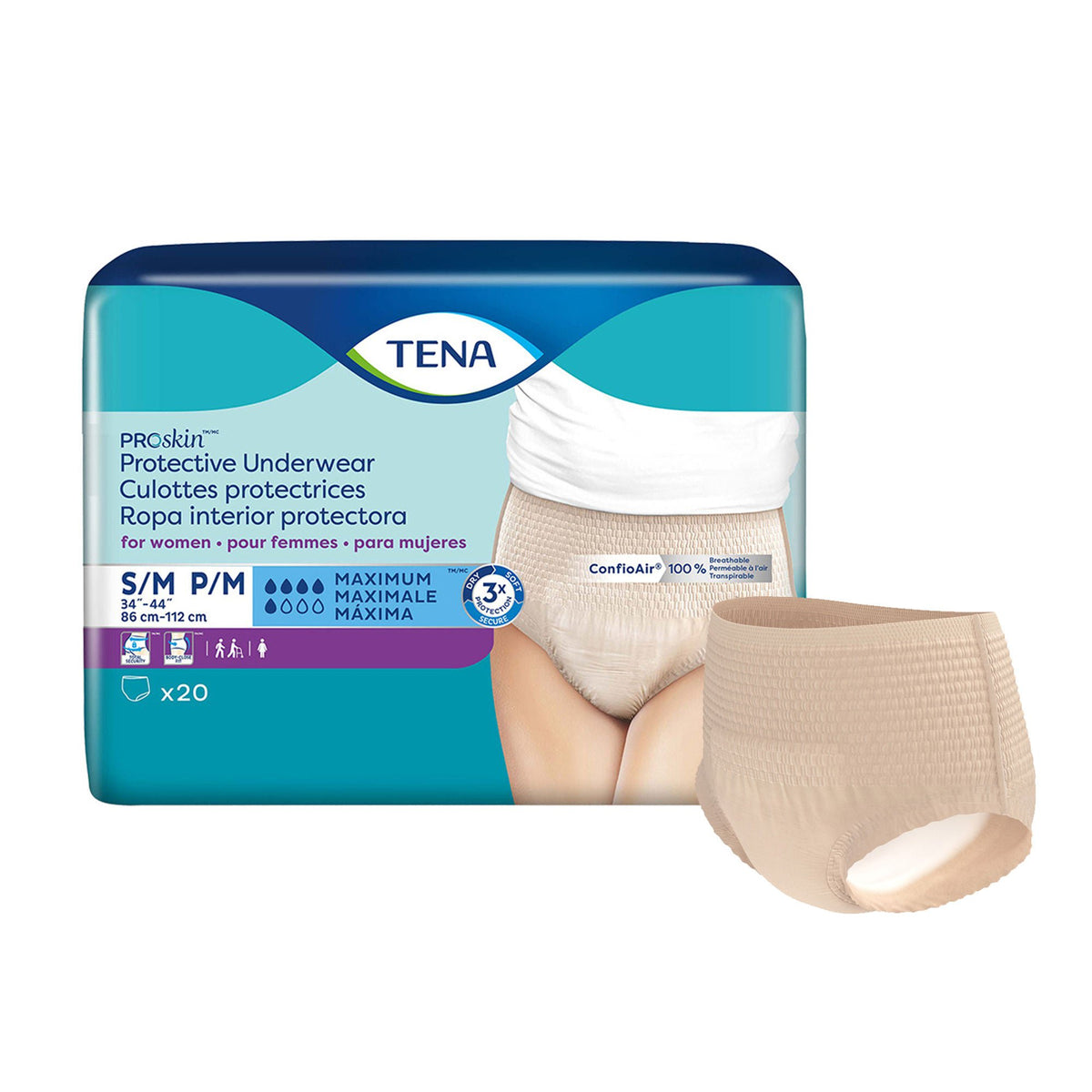 Tena® ProSkin™ Maximum Absorbent Underwear for Women, Small / Medium, BG/20