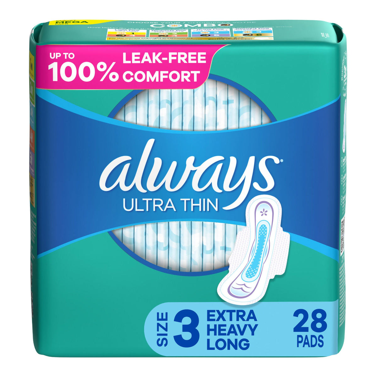 Always® Ultra Thin Extra Long Super Pads, Size 3, PK/28