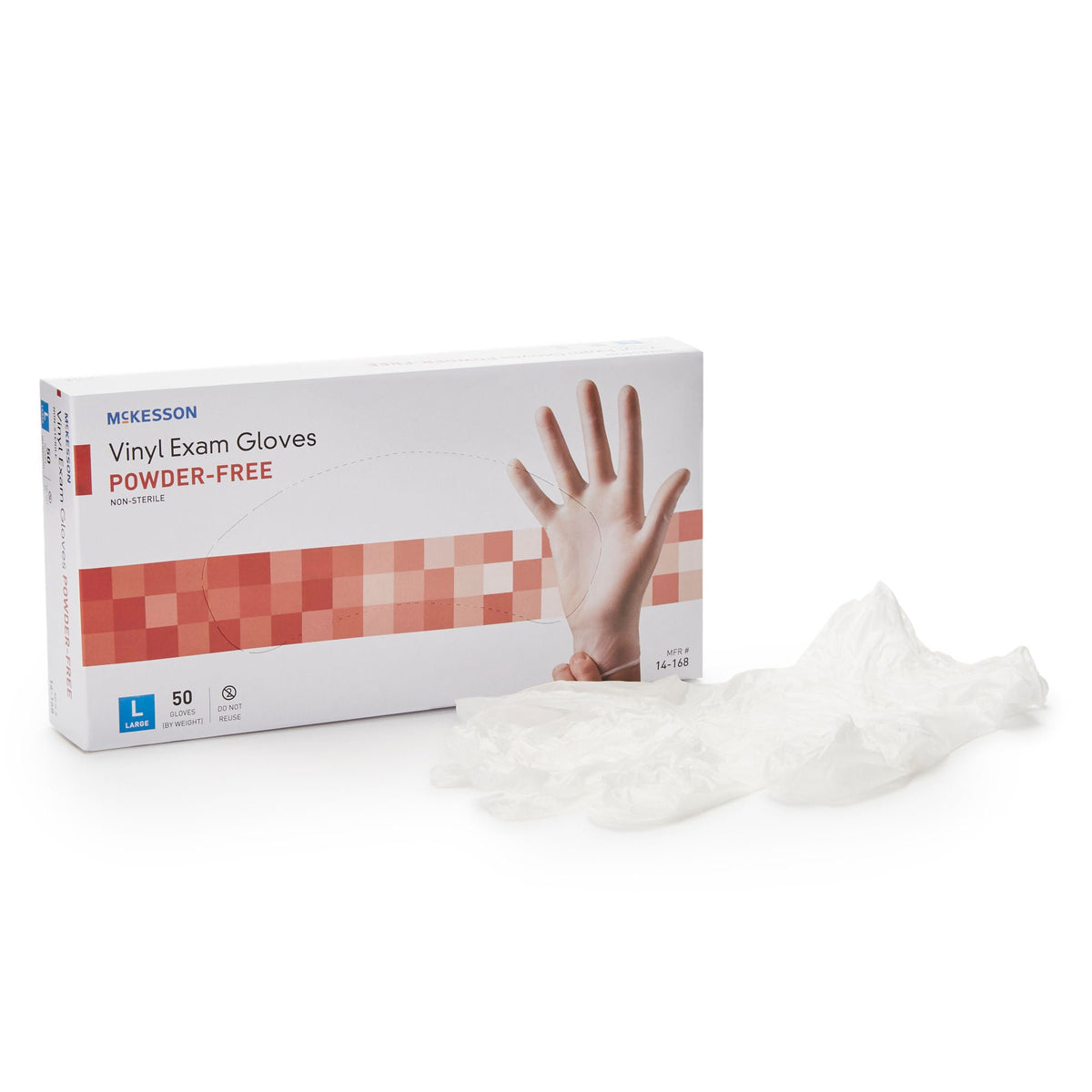 McKesson Confiderm® Vinyl Exam Glove, Large, Clear, CS/1000