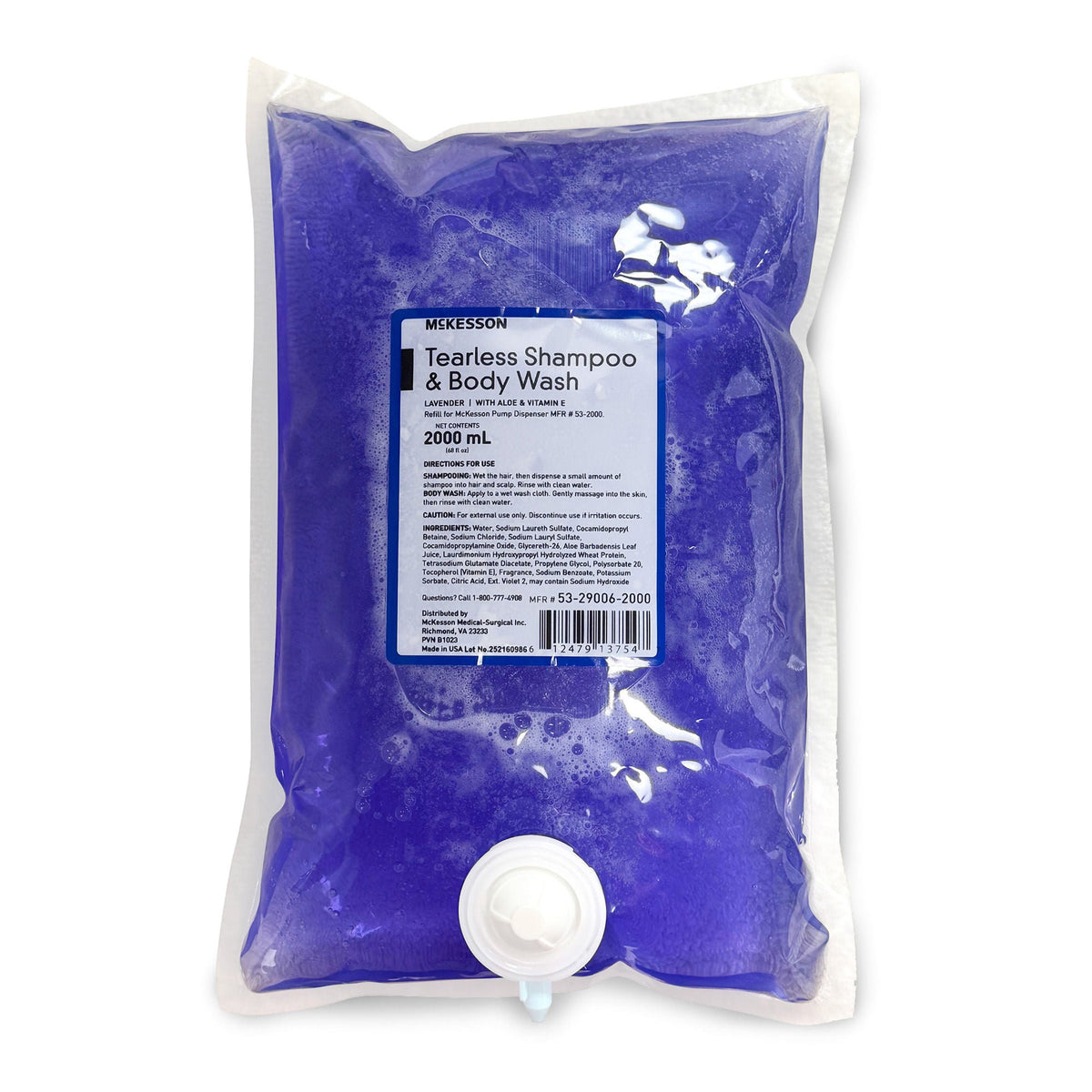 McKesson Tearless Shampoo & Body Wash, 2000 mL Dispenser Refill Bag, Lavender, CS/1