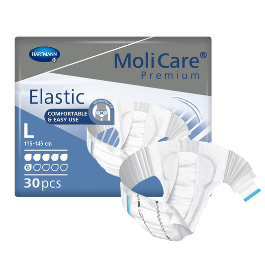 MoliCare® Premium Elastic 6 Drop Absorbency Incontinence Briefs, Large, BG/30