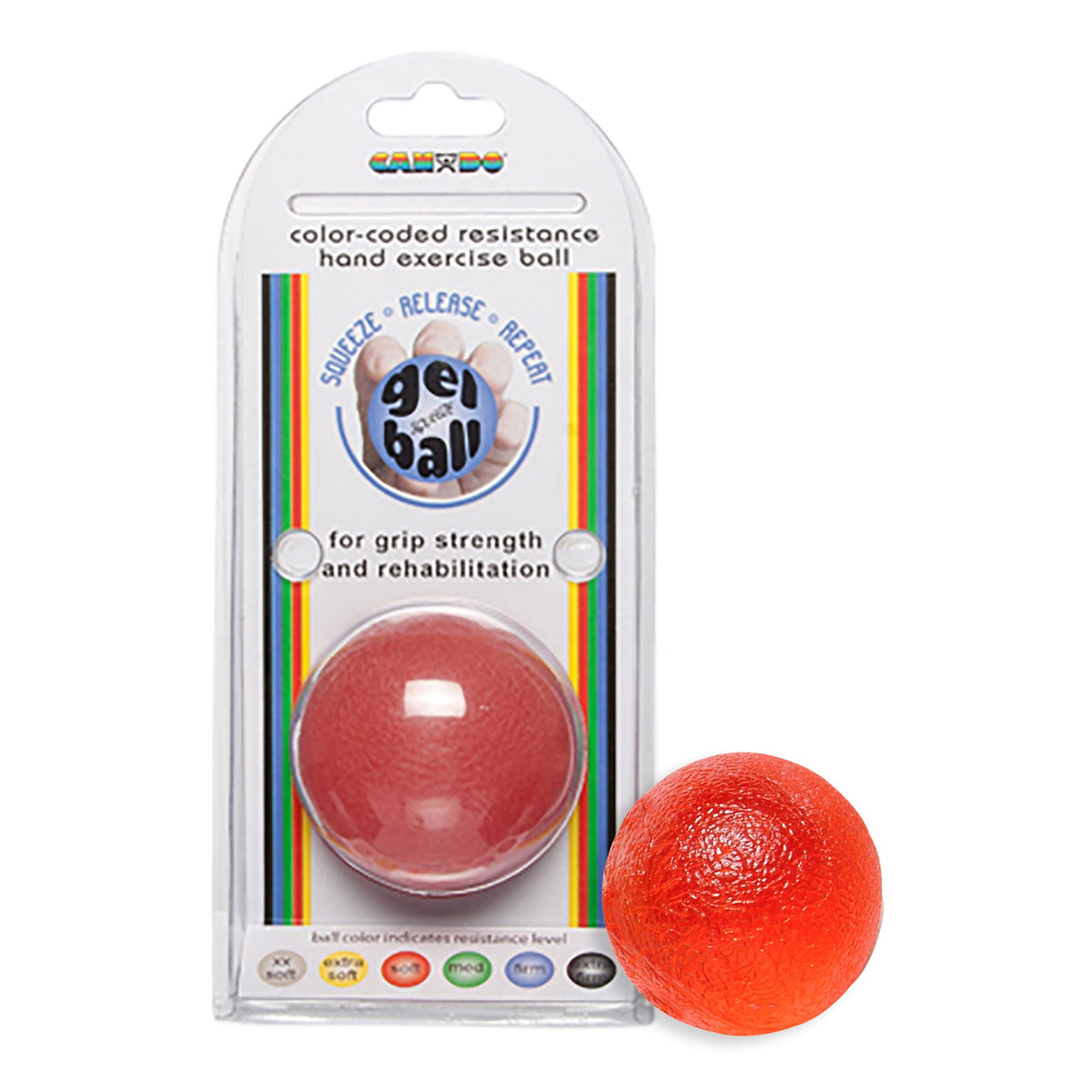 CanDo® Standard Circular Gel Squeeze Ball, Red, Light, EA/1