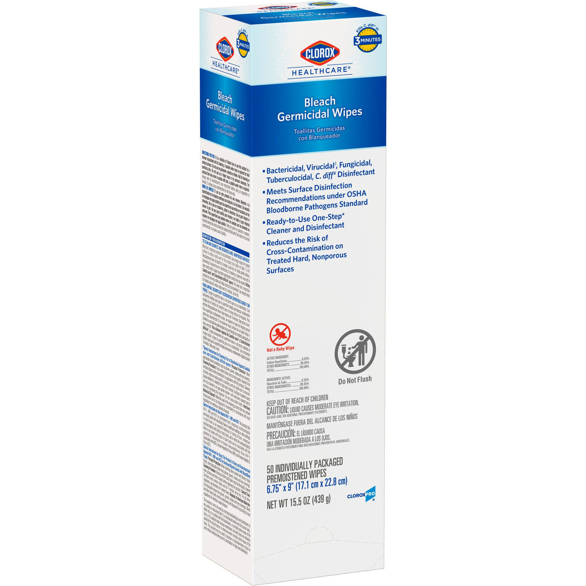 Clorox Healthcare® Bleach Germicidal Wipes, Individual Packets, 50 ct., CS/300