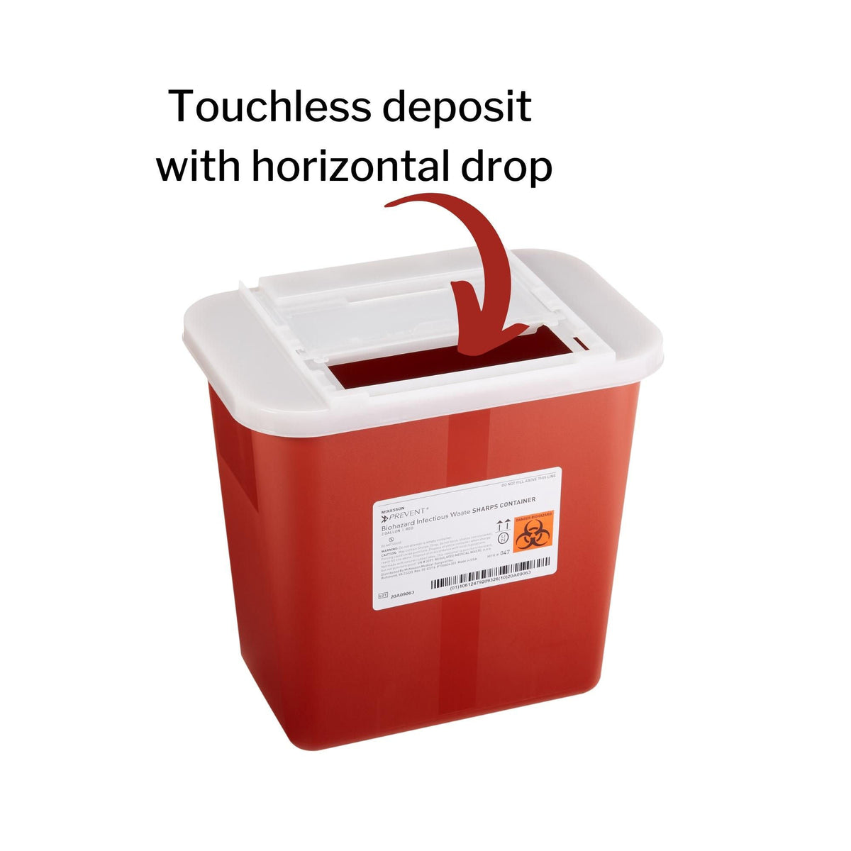 McKesson Prevent® Sharps Container, 2 Gallon, 10-1/4 x 7 x 10-1/2 Inch