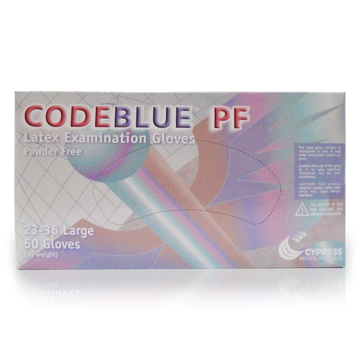 CodeBlue® PF Latex Extended Cuff Length Exam Glove, Large, Blue, BX/1