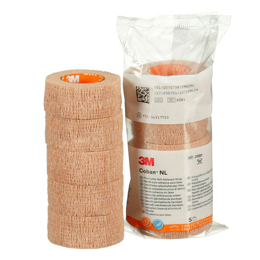 Coban Non-Latex Self-Adherent Wrap, Tan, 1" x 5 yd, 4 ct