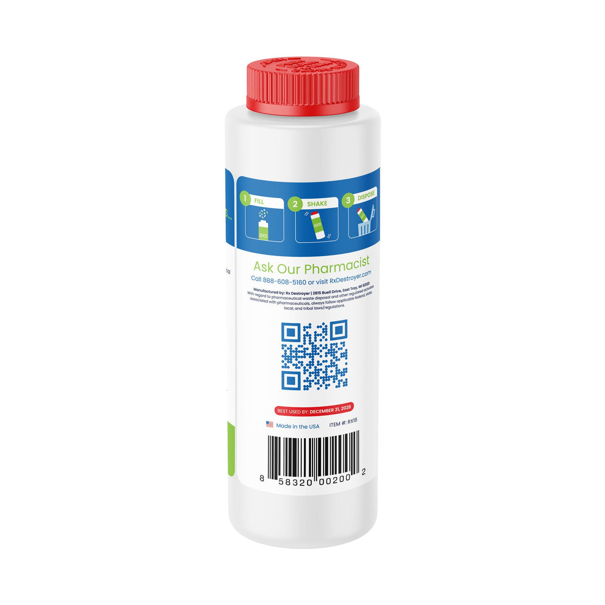 Rx Destroyer™ Pharmaceutical Disposal System, 16-ounce bottle