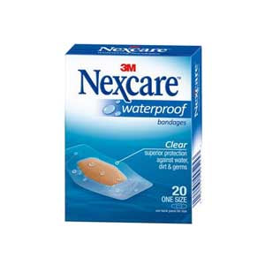 Nexcare Waterproof Bandage, Size One, Clear, 20 ct, BX/20