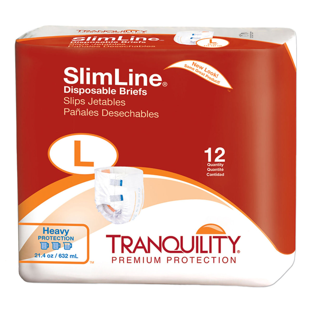 Tranquility® SlimLine® Heavy Protection Incontinence Brief, Large, PK/12