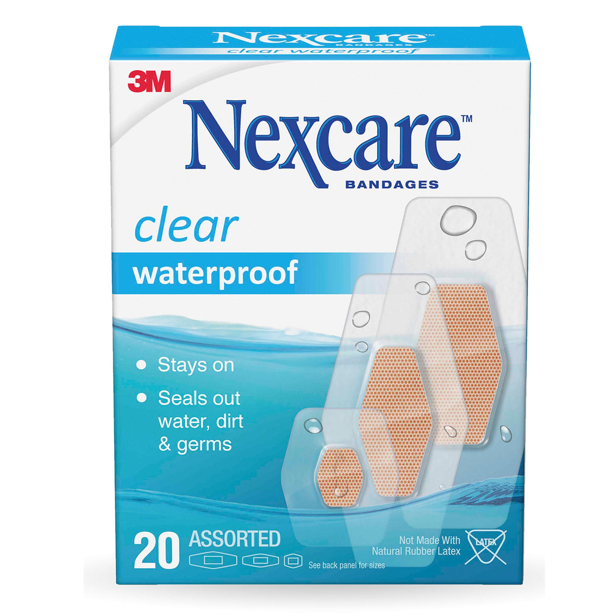 3M™ Nexcare™ Waterproof Adhesive Strip, Assorted Sizes, BX/20
