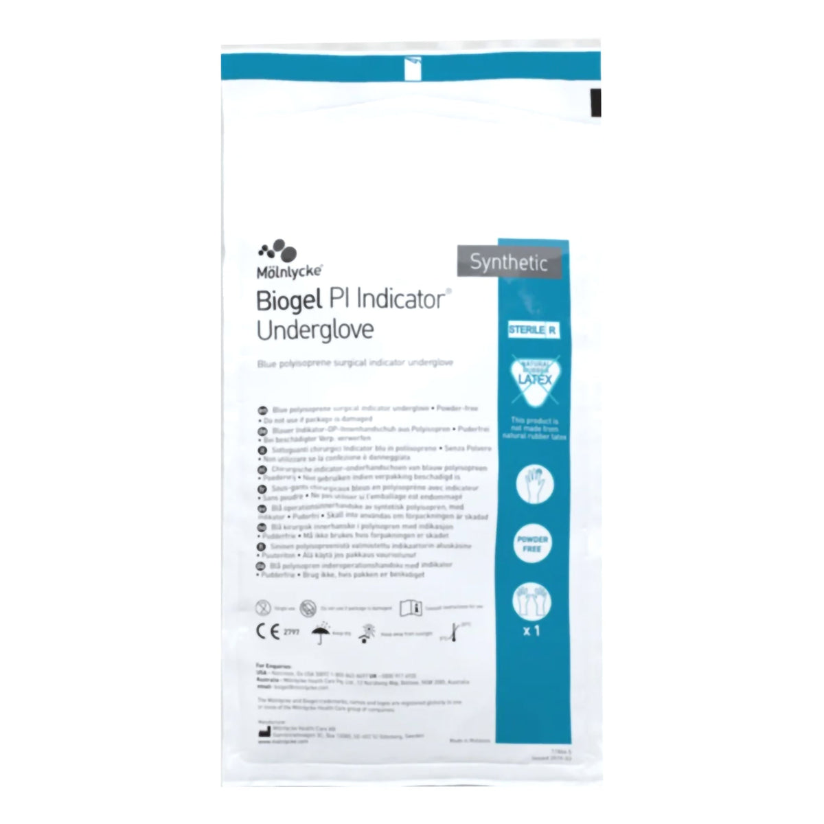 Biogel® PI Indicator Underglove™ Polyisoprene Surgical Underglove, Size 7, Blue, CS/200