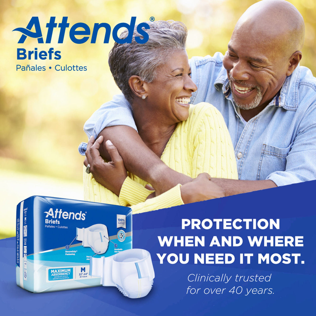 Attends® Briefs, Adult, Medium, Heavy Absorbency, Disposable, White