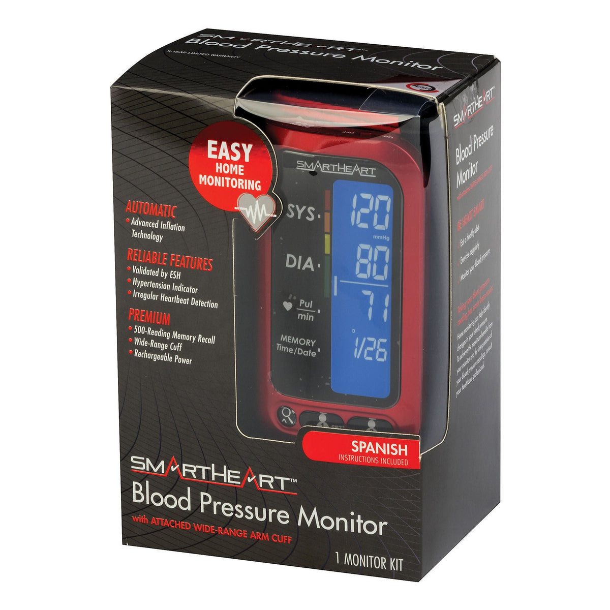 SmartHeart Arm Blood Pressure Monitor, EA/1