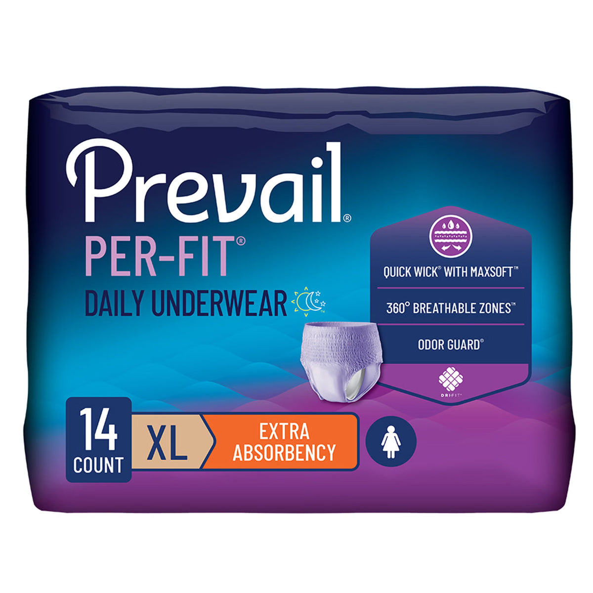 Prevail® Per-Fit® Women Extra Absorbent Underwear, Extra Large, CS/56