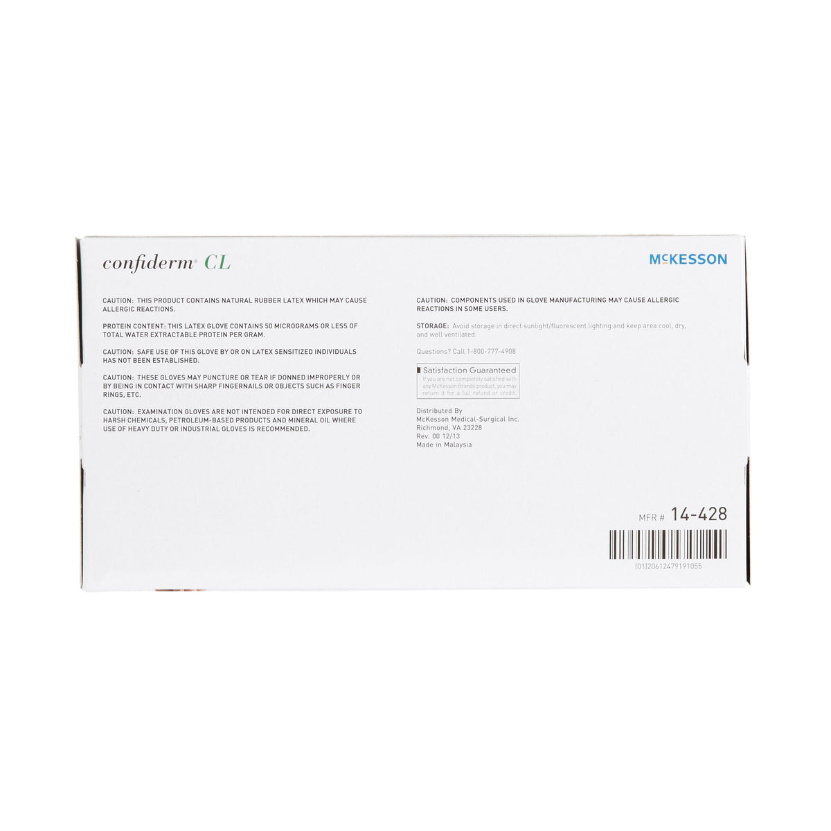 McKesson Confiderm® CL Latex Exam Glove, Large, Ivory
