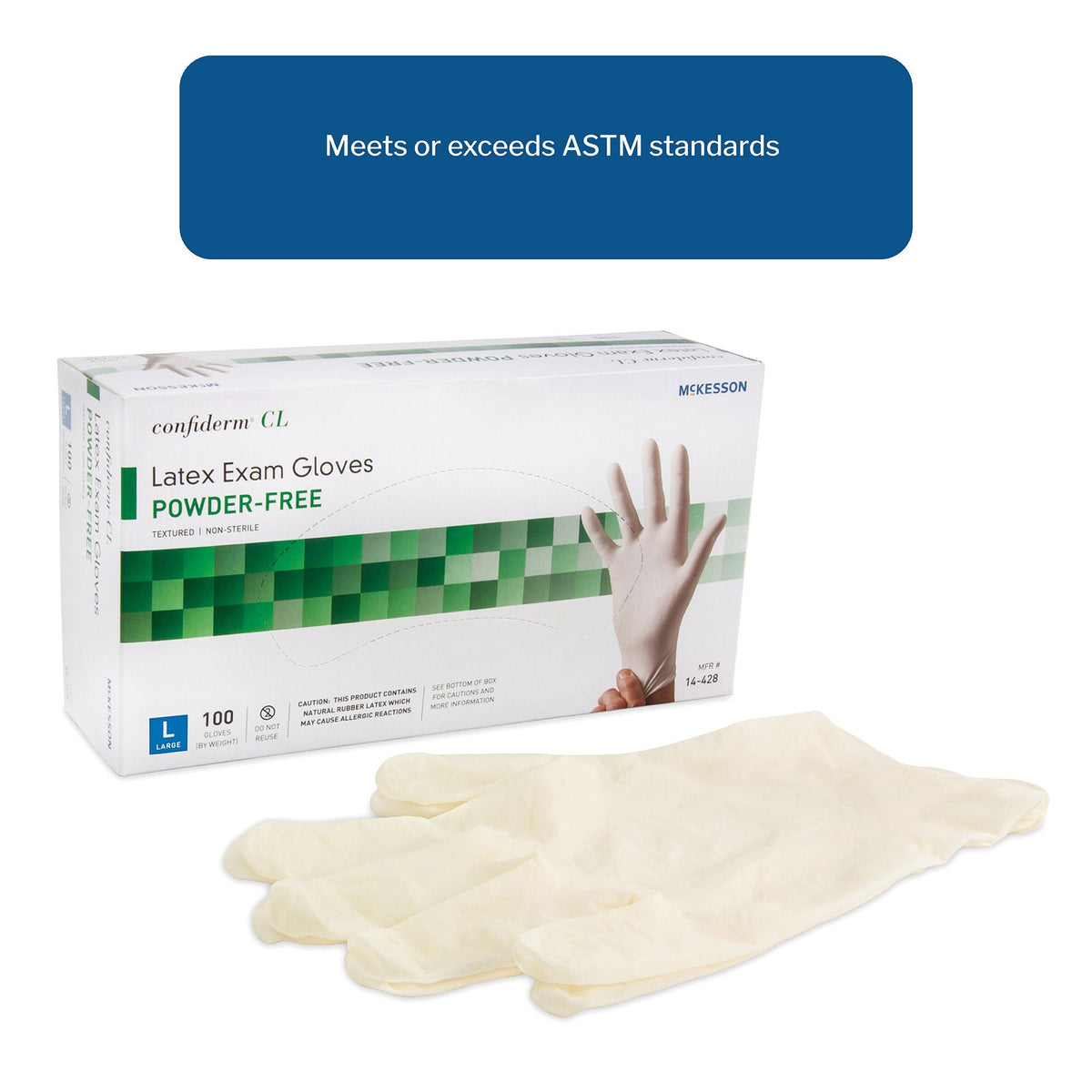 McKesson Confiderm® CL Latex Exam Glove, Large, Ivory