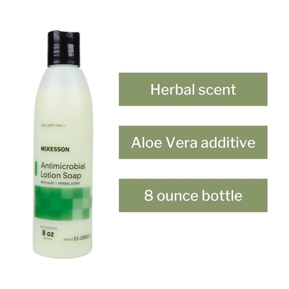 McKesson Antimicrobial Lotion Soap, Herbal Scent, With Aloe, 8-ounce bottle
