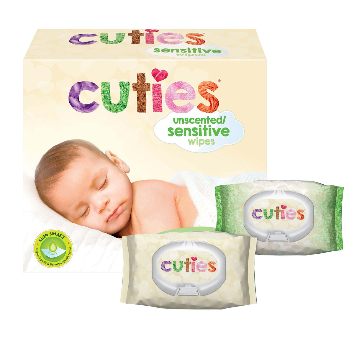 Cuties Baby Wipes, Soft Pack, Aloe, Unscented, CS/864