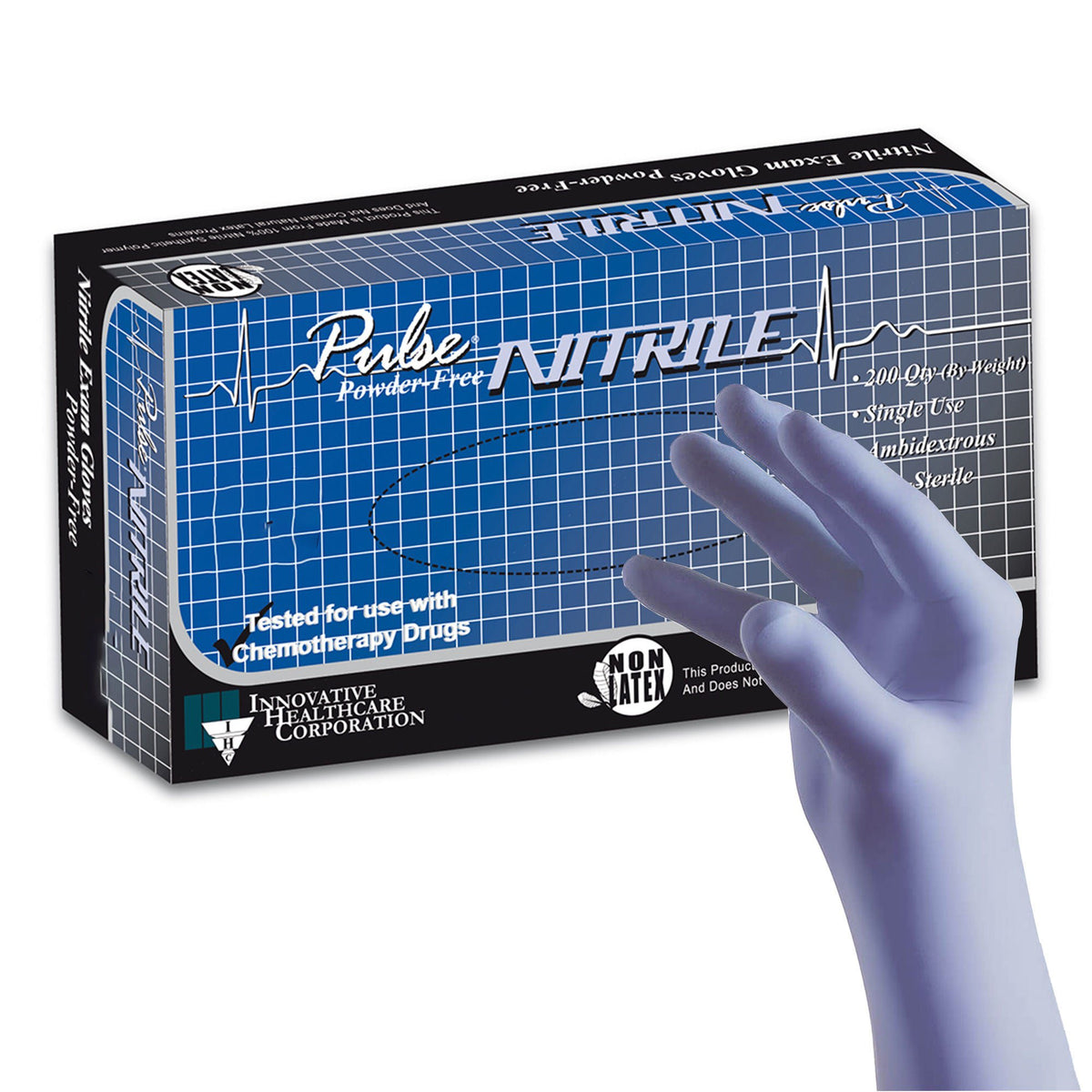 Pulse® Nitrile Exam Glove, Extra Large, Aqua Blue, BX/200
