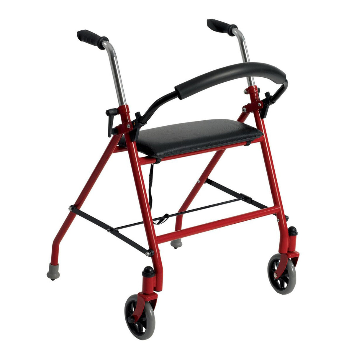 drive™ Aluminum Dual Release Folding Walker w/ Wheels & Seat, 29 – 38 Inch, EA/1