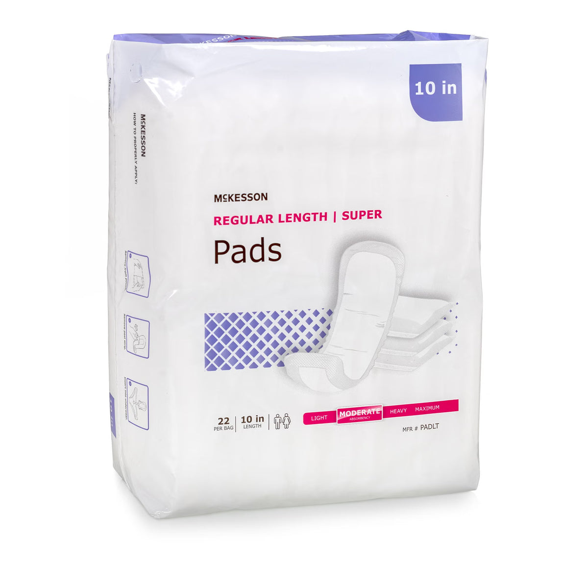 McKesson Super Moderate Absorbency Bladder Control Pad, 10-Inch Length, BG/1