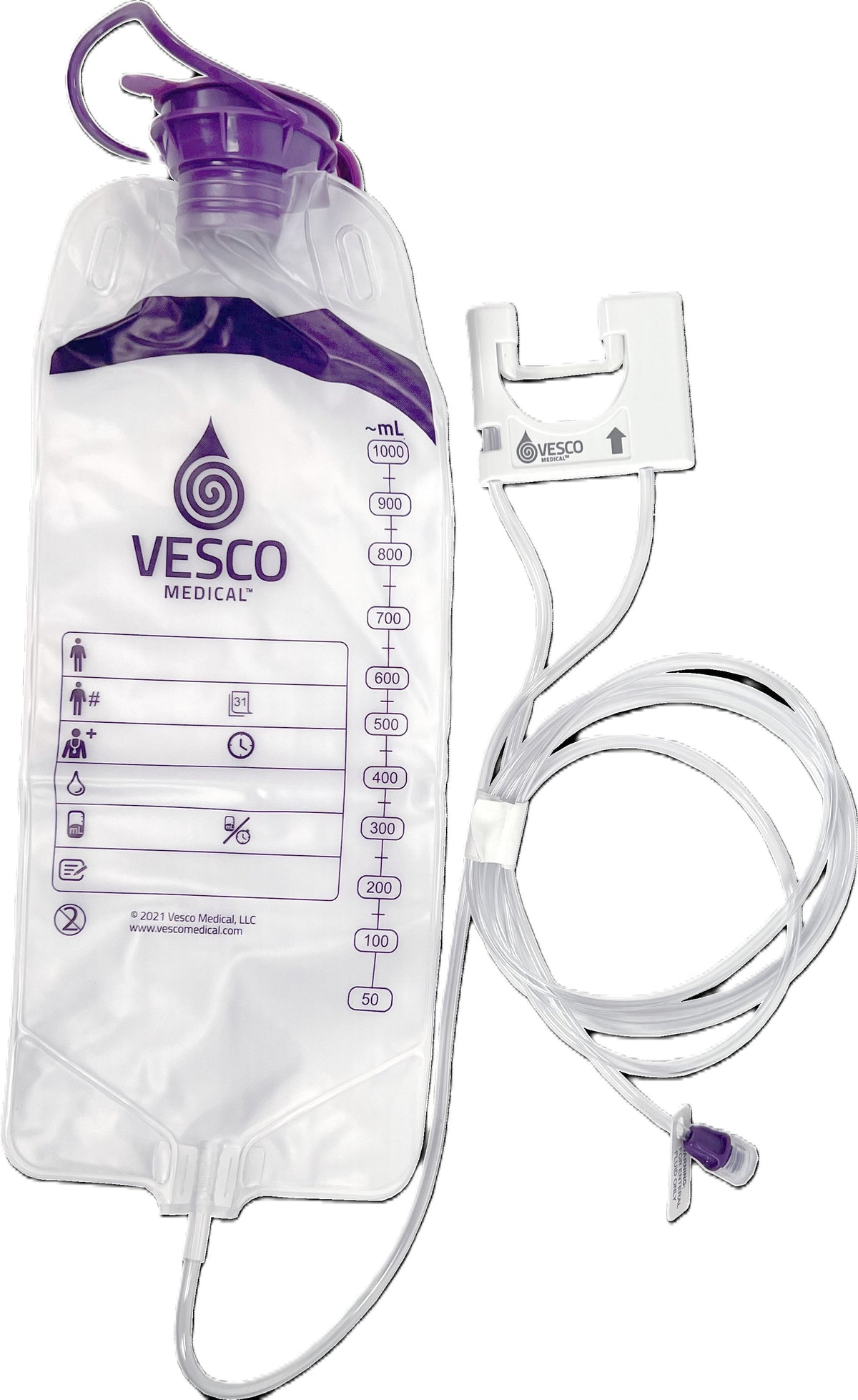 1000mL Bag Q Pump Feed Set with ENFit Connector - PVC, EA/1