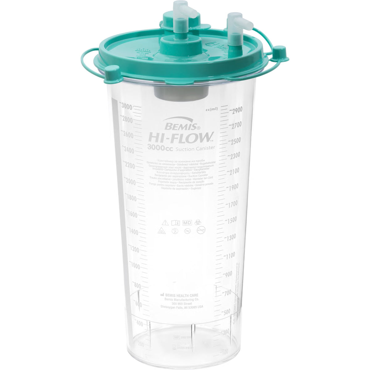 Hi-Flow™ Rigid Suction Canister for use with Bemis Quick-Drain™ Systems, 3000 mL, CS/36