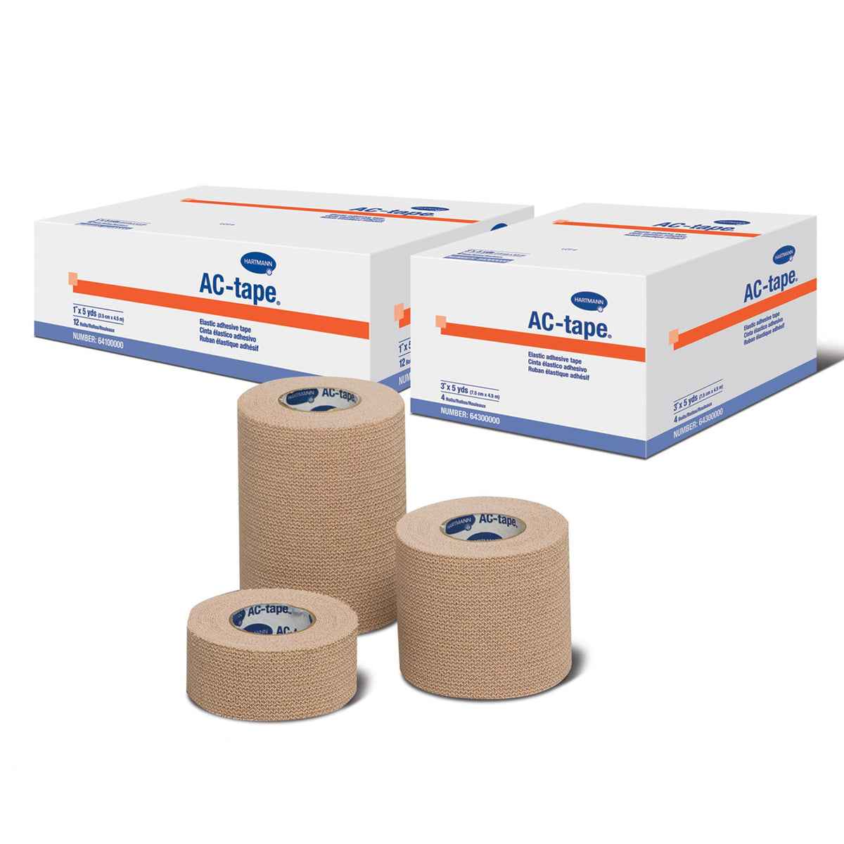 AC-tape® Cotton Elastic Tape, 3 Inch x 5 Yard, Tan, RL/1