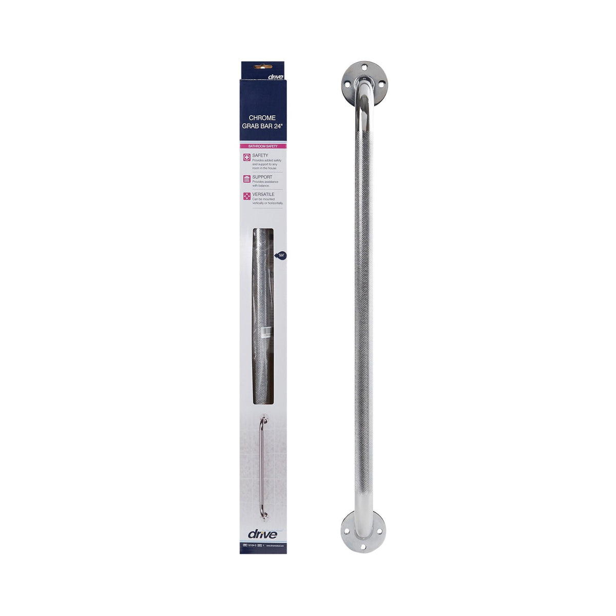 drive™ Wall Grab Bar, Chrome, 24 Inch, BX/3
