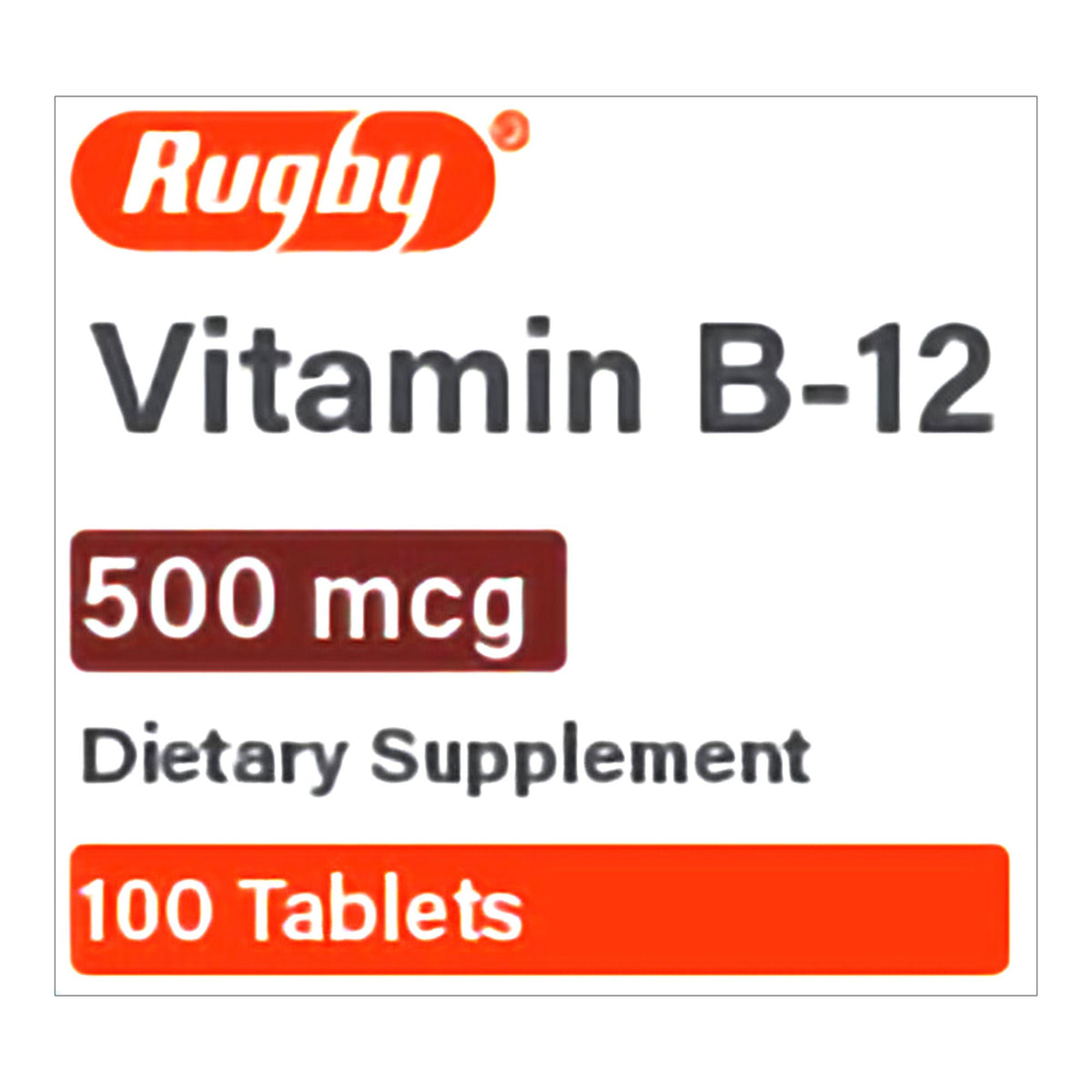 Rugby® 500 mcg Vitamin B-12 Tablets, BT/1